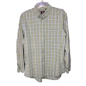 Arrow‎ USA 1851 Men's Green Plaid Dress Shirt Button Up Long Sleeve Size L